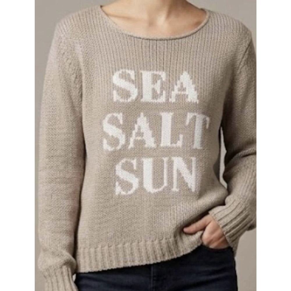 Wooden Ships Sea Salt Sun Tan Sweater Beach S/M Vacation Coastal Grandma N18